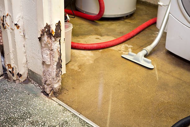 Significant flooding has damaged a basement.